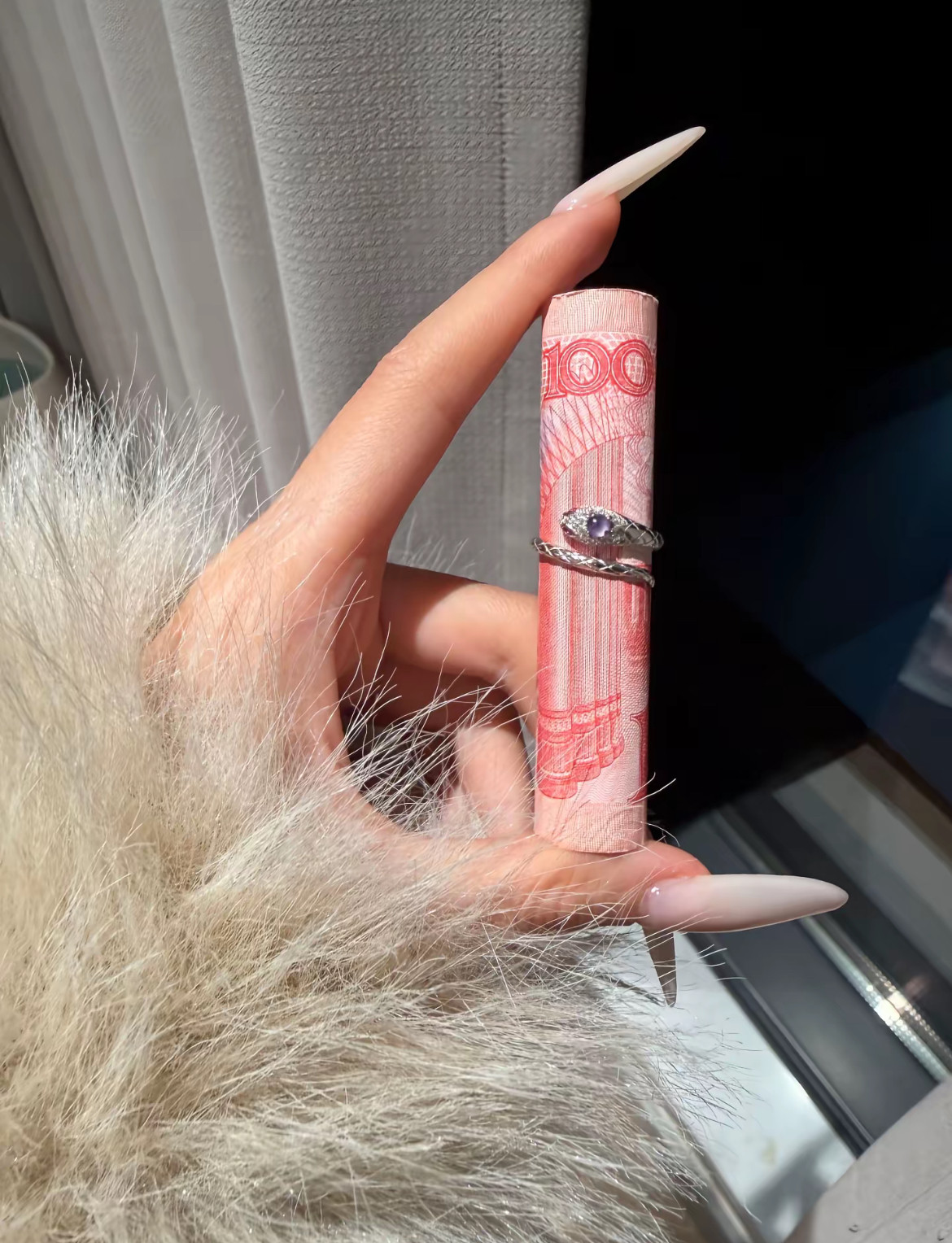 小灵蛇戒指女开口可调节小众设计尾戒食指戒S925银