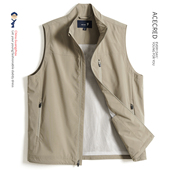 中年爸爸夏装 立领宽松马甲男春夏中老年人休闲马夹老人爷爷 薄款