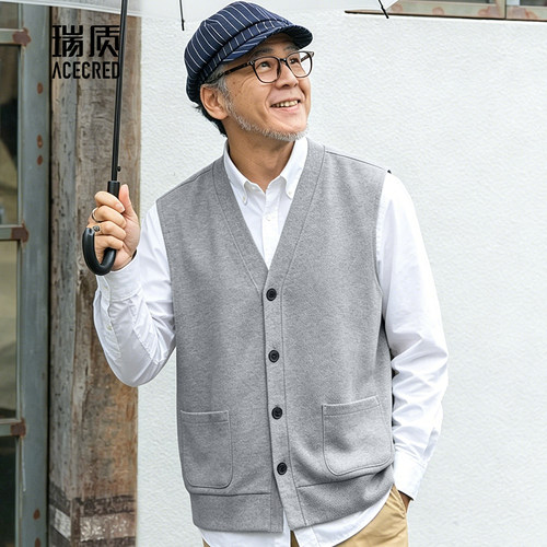 中年爸爸宽松针织马甲