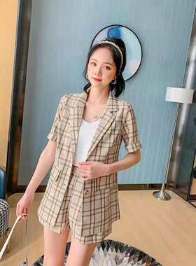 女士夏季格子西装套装