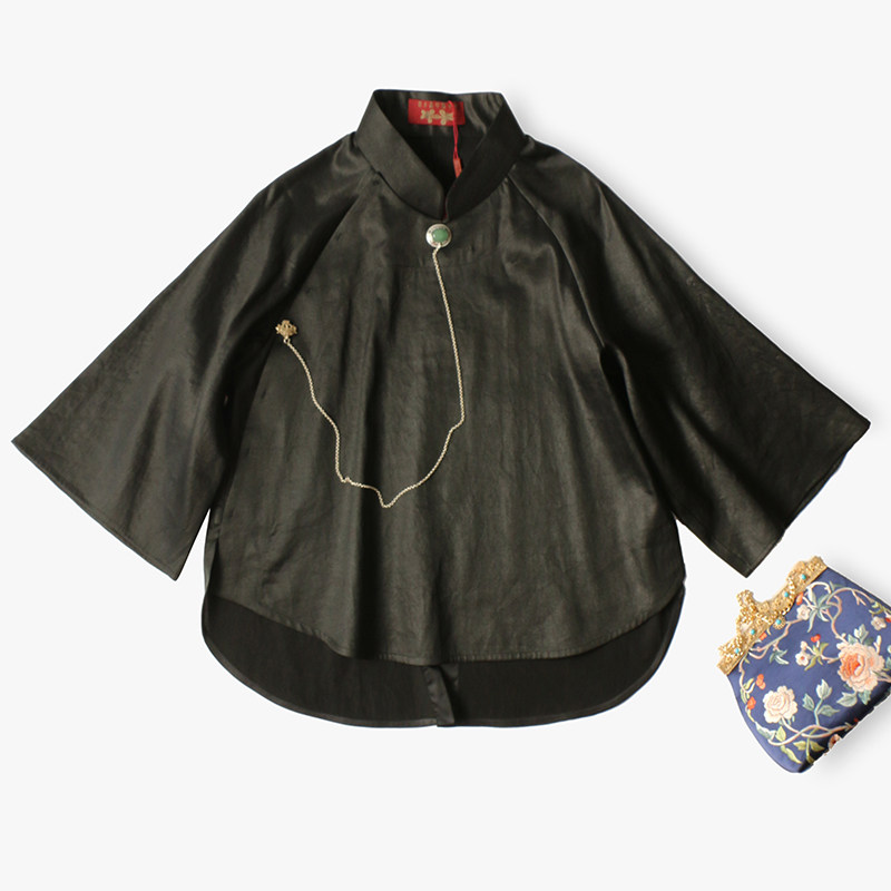 xyy540真丝香云纱倒大袖中式复古小衫上衣民国闺阁大小姐衬衣春秋