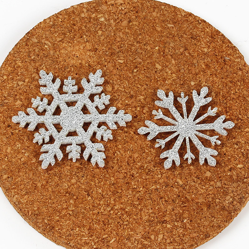 圣诞银色雪花布贴 儿童手工diy发饰材料发夹头花发卡头饰品配件