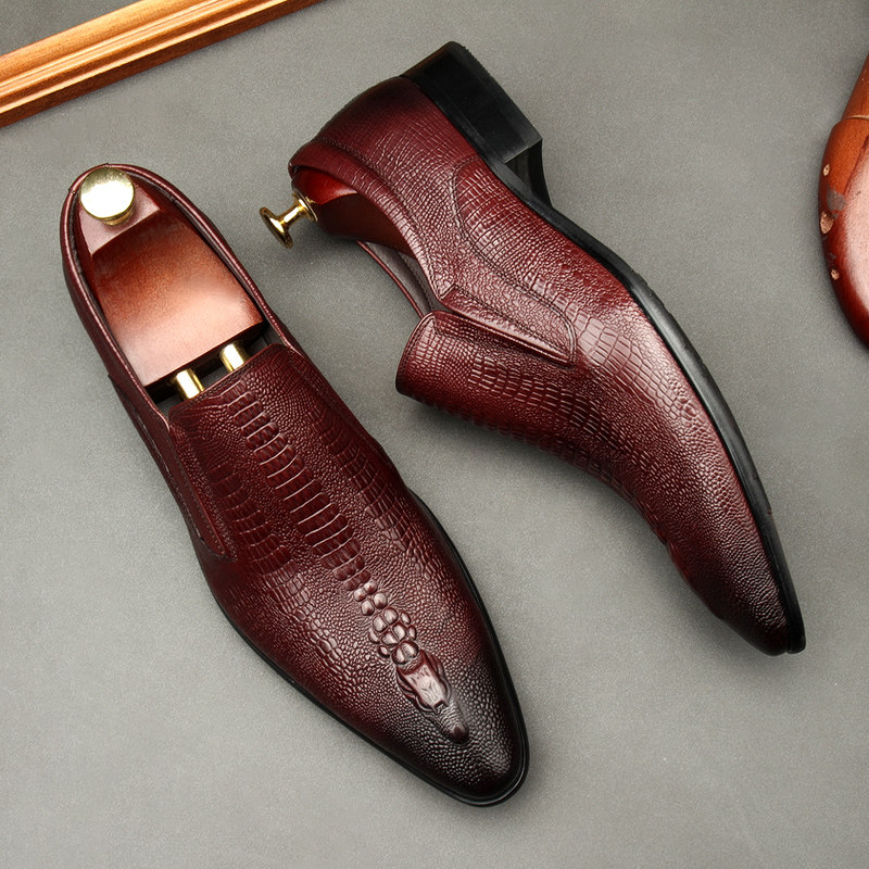 NEW SET OF FOOT MENS LEATHER SHOES MENS SPRING AND AUTUMN LEATHER BRITISH FORMAL WEAR BUSINESS CASUAL POINTED TOE BREATHABLE MENS SHOES WEDDING SHOES
