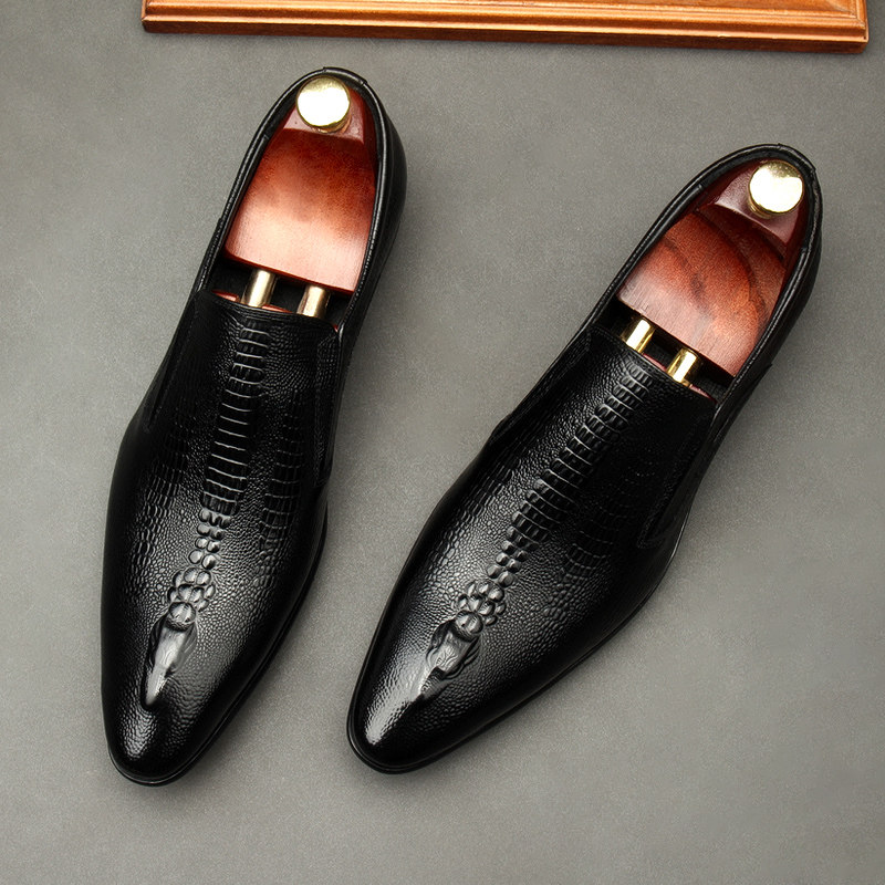 NEW SET OF FOOT MENS LEATHER SHOES MENS SPRING AND AUTUMN LEATHER BRITISH FORMAL WEAR BUSINESS CASUAL POINTED TOE BREATHABLE MENS SHOES WEDDING SHOES