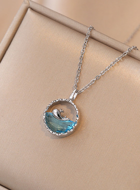 2026项链女鲸生有你高级感女幻彩蓝色大海锁骨链海洋系列批发
