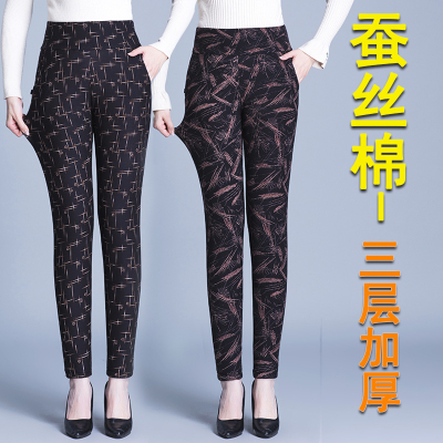 羊驼绒棉裤女蚕丝高腰驼绒东北特厚中老年加厚女冬超厚妈妈夹棉