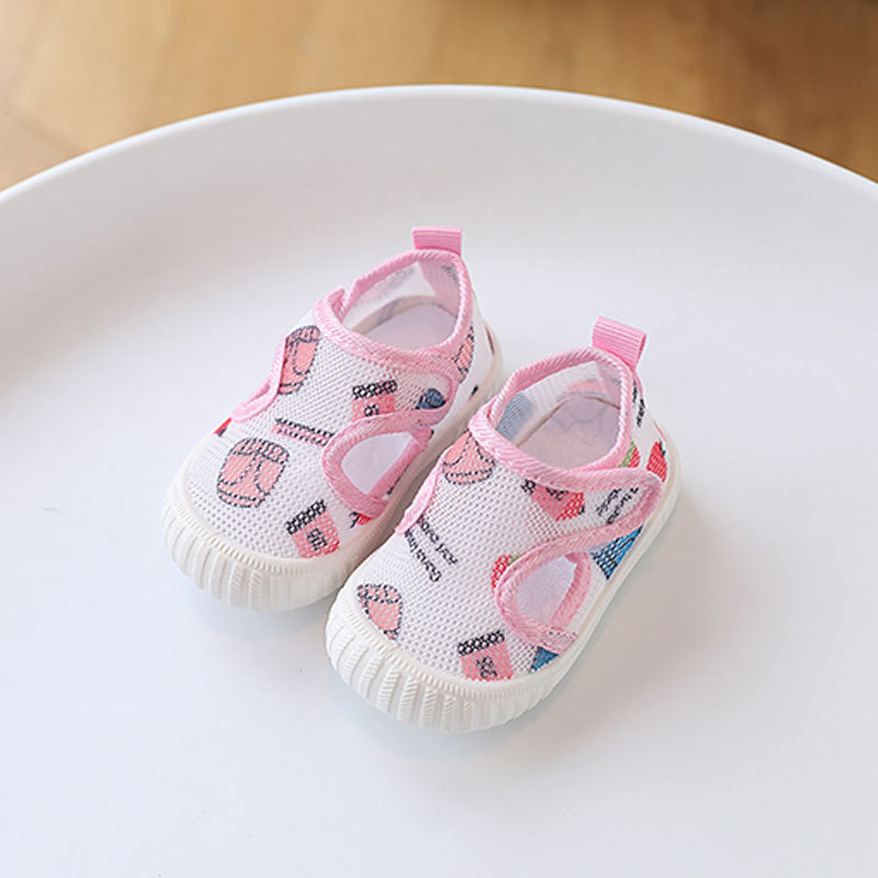 夏季0-1-3岁网鞋儿童软底透气学步鞋女防滑鞋婴儿凉鞋