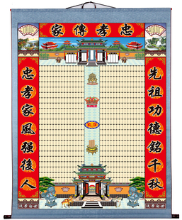 布的供奉祖先神位老祖宗家谱族谱挂画宗谱祠堂世系图牌位家堂轴子