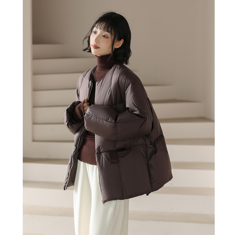 简约锦纶常规圆领90白鸭绒羽绒服