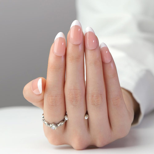 极简经典法式白边美甲短杏仁甲外贸热销穿戴甲fake nails甲片