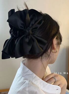 白色飘带蝴蝶结发夹女高级感夏季发卡超仙头饰优雅夹子后脑勺