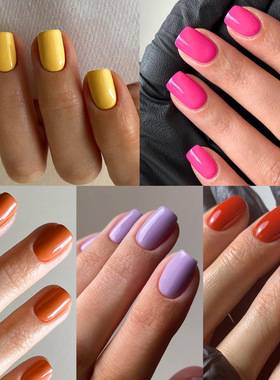 经典纯色假指甲彩色穿戴甲nails红色短款方型美甲穿戴式甲片