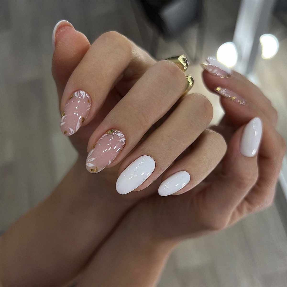 纯色白色美甲穿戴甲片假指甲简约短圆穿戴式指甲贴片美甲片