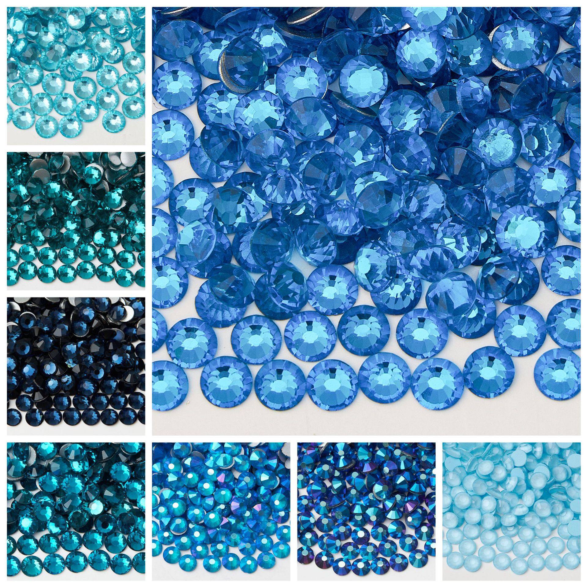 蓝色系列玻璃平底钻水钻 彩色水晶立体圆形diy手机饰品配件,彩妆/香水/美妆工具,指甲装饰,淘宝优惠券,粉丝福利购,淘宝优惠卷