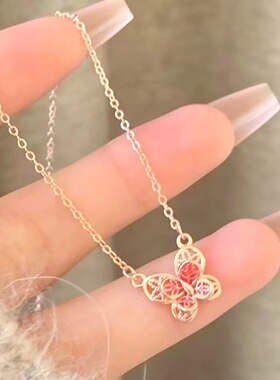 花丝蝴蝶项链ins学生小众轻奢高级百搭设计气质锁骨吊坠女