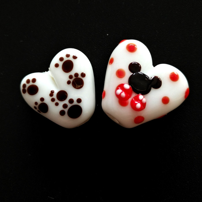 爱心脚印米老鼠图案琉璃珠山水名物项链毛衣链时尚新品吊坠欧美珠