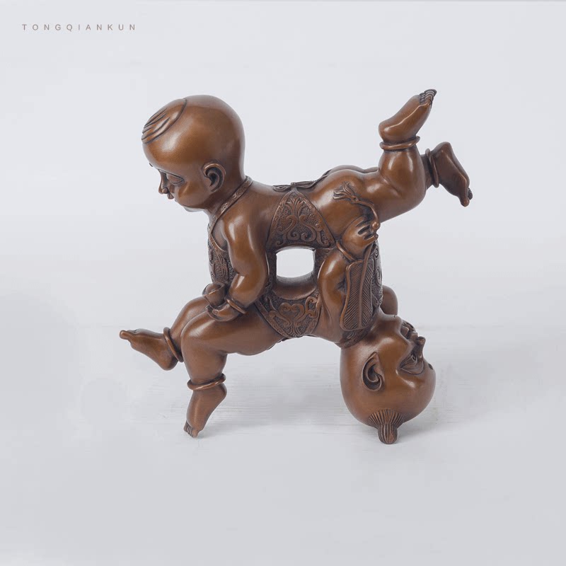 铜乾坤 纯紫铜四喜铜娃铜陵工艺品娃娃公司年会店铺开业礼品送人