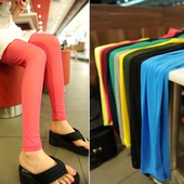 彩色7分打底裤 薄款 显瘦女夏季 蕾丝网纱糖果色九分裤 防勾 大码 韩版