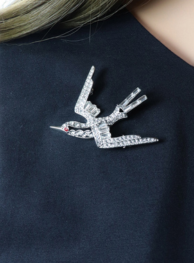 中古vintage镶钻燕子打标TRIF中古ARL复刻胸针