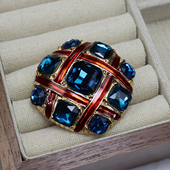 欧洲古董宫廷复刻九宫格蓝宝石背包珐琅大衣风衣胸针胸花厂家直销