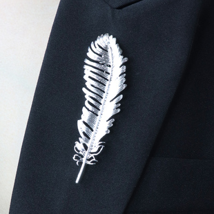高档奢华ins潮个性羽毛胸针女胸花领口配饰别针西装礼服帽子配饰