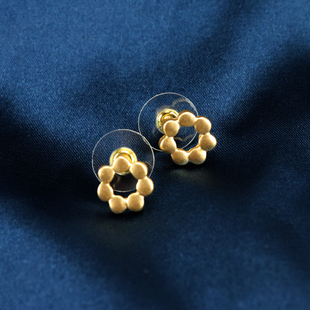 新款 素铃鼓圆环豆豆圈复古哑光耳钉S925银针耳饰 日本设计师皆川元