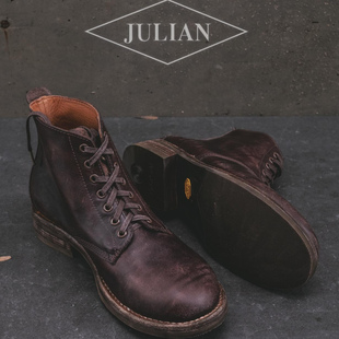 julian正品20周年V.M.W线London工装靴手工朱利安伞兵靴机车靴