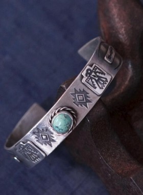 印第安纯银纳瓦霍手工雷鸟手镯
