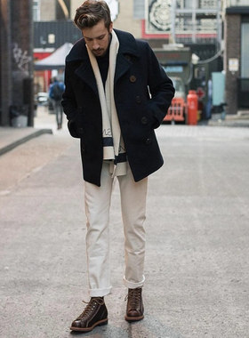 日本正品BuzzRickson's复古海军蓝羊毛外套海军大衣双排扣BR11554