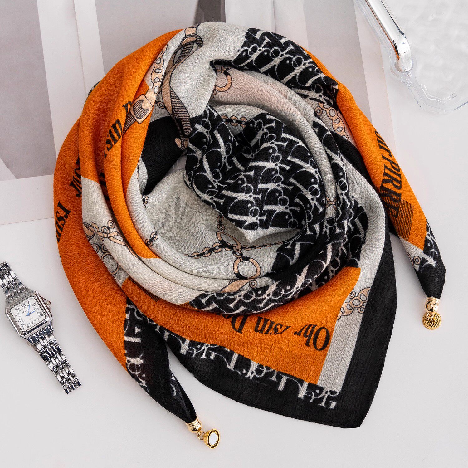 磁吸扣三角护颈防风围脖2025新款围巾女棉麻丝巾秋冬季高级感护颈