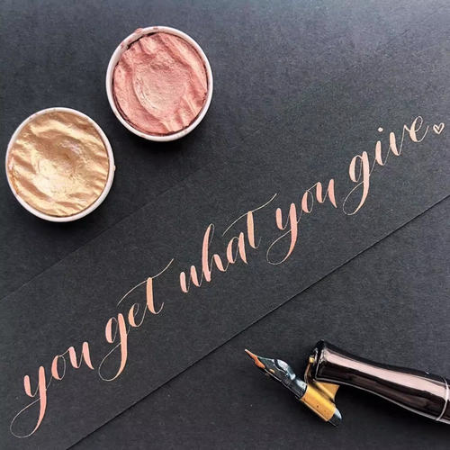 德国 Finetec 水彩颜料固体英文书法金属珠光色单色补充装二