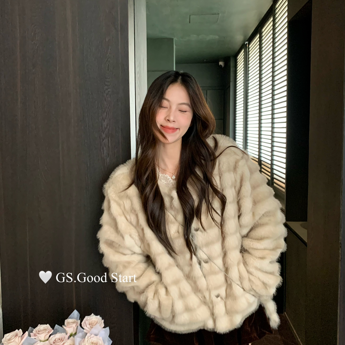 GS.GOOD START-冬季气质慵懒百搭仿水貂毛毛短外套(配包包)G6402