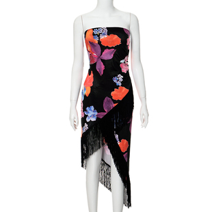 刘漂亮外贸微胖大码抹胸吊带流苏连衣裙包臀泰兰德海边度假穿搭