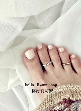 艺术灰粉色hello原创蝴蝶结脚戒