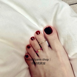 hello原创设计粉色爱心弹力脚趾戒指环18k镀金开口可调节叠戴小众