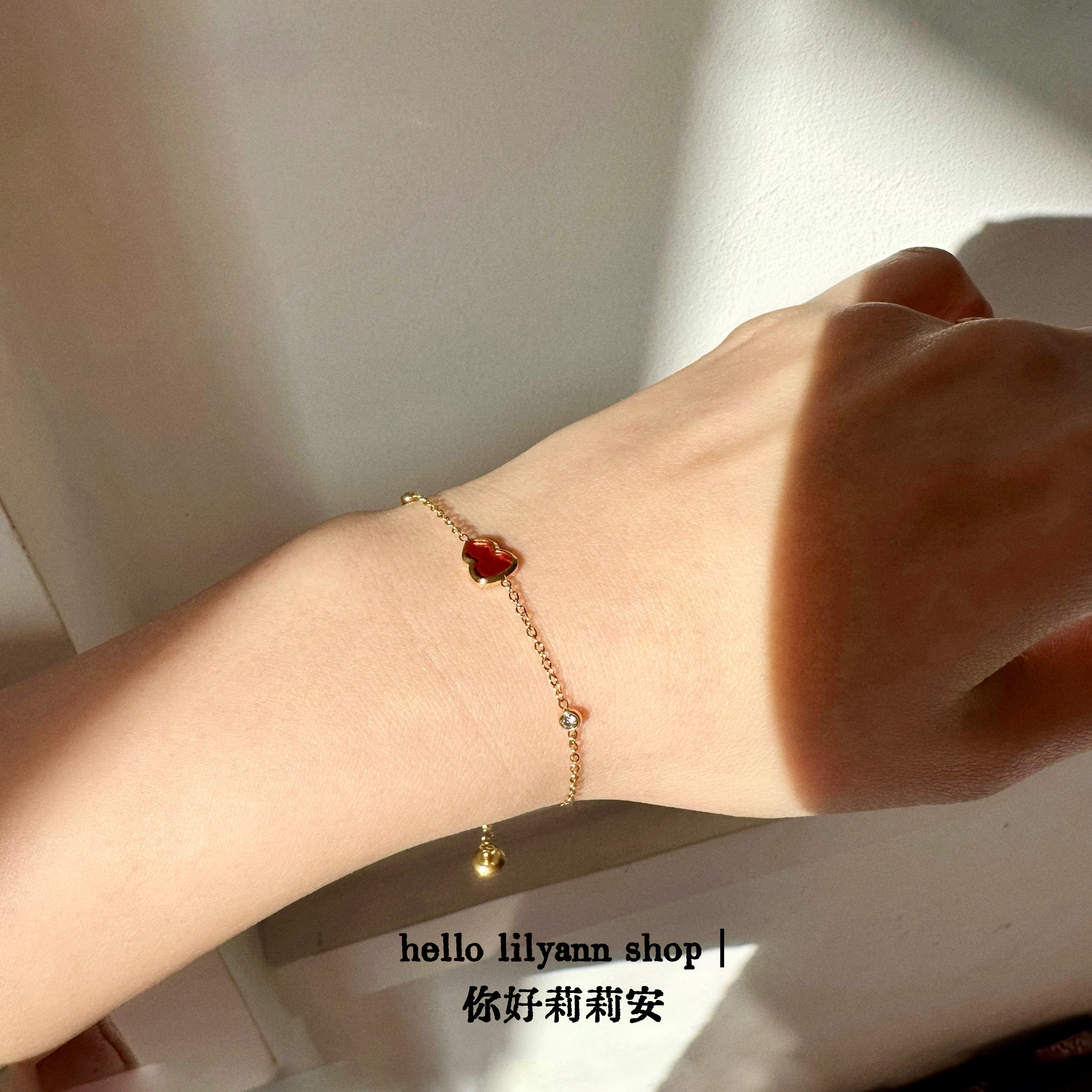 本命18k镀金天然红玛瑙葫芦手链