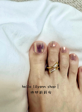 hello设计18k镀金镶钻脚戒指环女高级轻奢气质开口可调节百搭尾戒