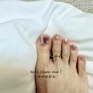 hello设计18k镀金镶钻脚戒指环女高级轻奢气质开口可调节百搭尾戒