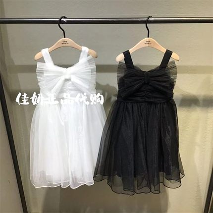 little moco专柜正品23年夏女童蝴蝶结网纱吊带连衣裙KBC2DRS002