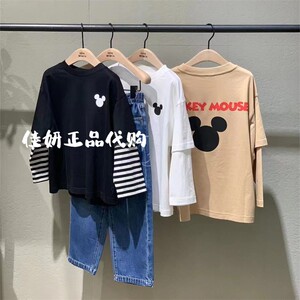 little moco专柜正品23年秋男女童抗菌落肩长袖T恤KBC3TEE022