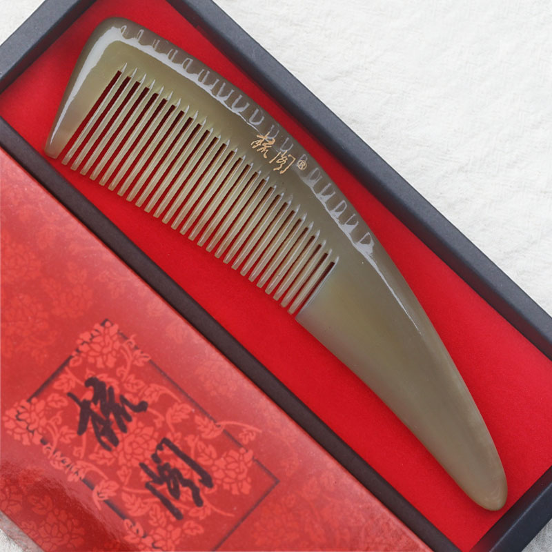 梳阁白水牛角天然正品大齿梳子