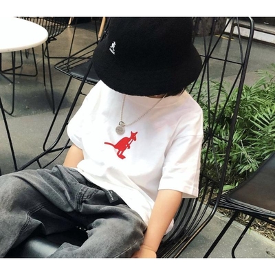 日系潮牌袋鼠卡通印花男童短袖T恤夏装宝宝小童儿童1岁3上衣半袖