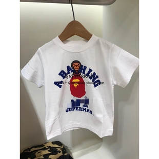 日系潮牌超人大猴子男女儿童纯棉短袖T恤中大童休闲半袖宝宝上衣