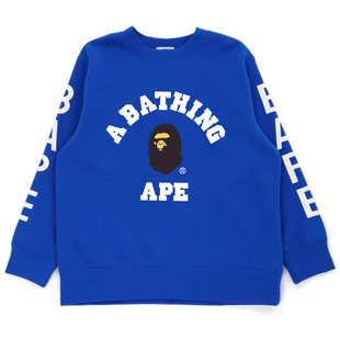 日系潮牌儿童圆领打底上衣酷黑字母男童休闲卫衣中大童套头衫女童