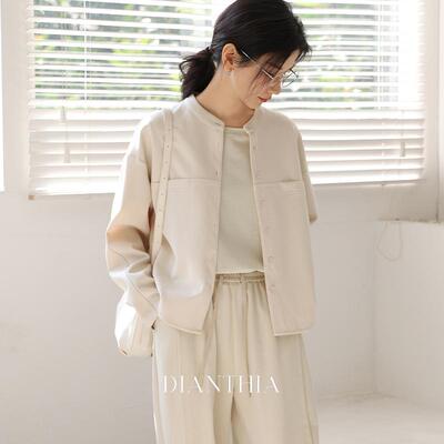 简约帅气圆领短外套夹克上衣女