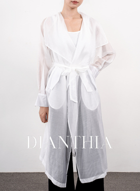 DianThia天丝防晒外套女夏高级感轻奢洋气宽松微透白色长袖风衣薄