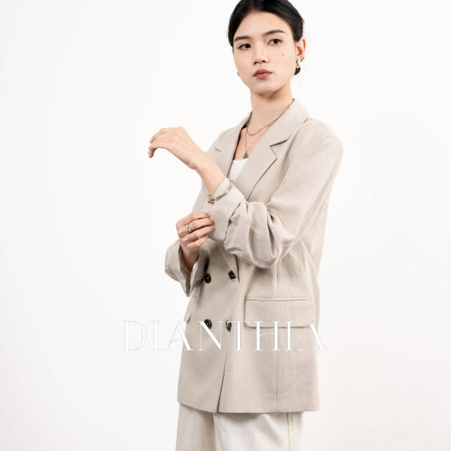夏季亚麻宽版西装外套女新款西服