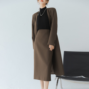 半身裙女2025秋款 裙子羊毛半裙遮肉 ol高级感职场包臀裙美拉德西装