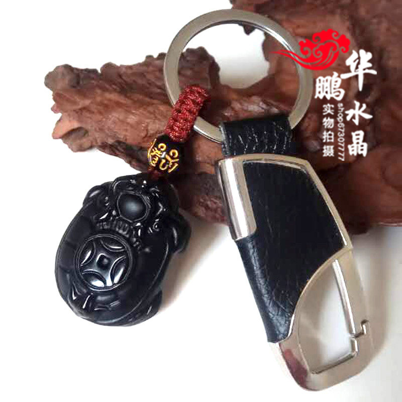 2026天然黑曜石龙龟保泰赐瑞神龟赐瑞钥匙扣