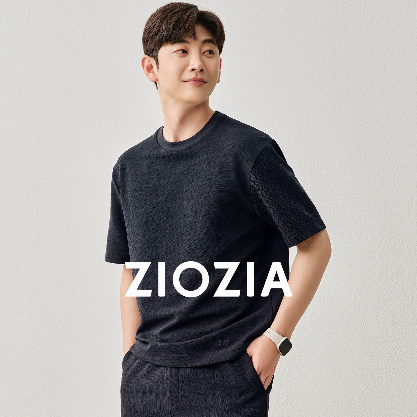 【舒适透气】ZIOZIA通勤男装25夏褶皱感微阔T恤短袖上衣ZTEE2626J
